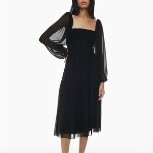 Wilfred Black Ribbed Front Flowly Dress Size Small